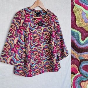 Vintage Cropped Jacket Jacquard Boho Artsy Tapestry Avant…